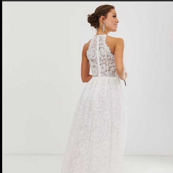 ASOS Lace Halter Neck Maxi Wedding Dress - Picture 3 of 12